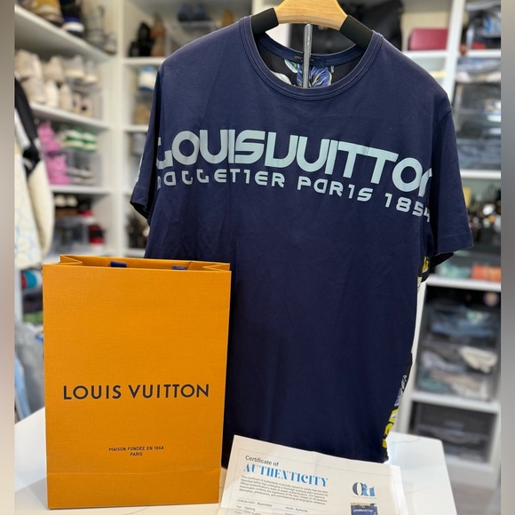 Louis Vuitton Blue Floral Graphic Tee XL - Picture 1 of 6